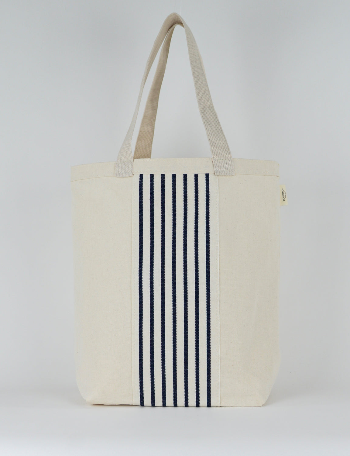 Blue and Beige Striped Glossy TOTE BAG