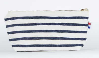 POUCH BLUE WHITE STRIPES HANDMADE IN FRANCE